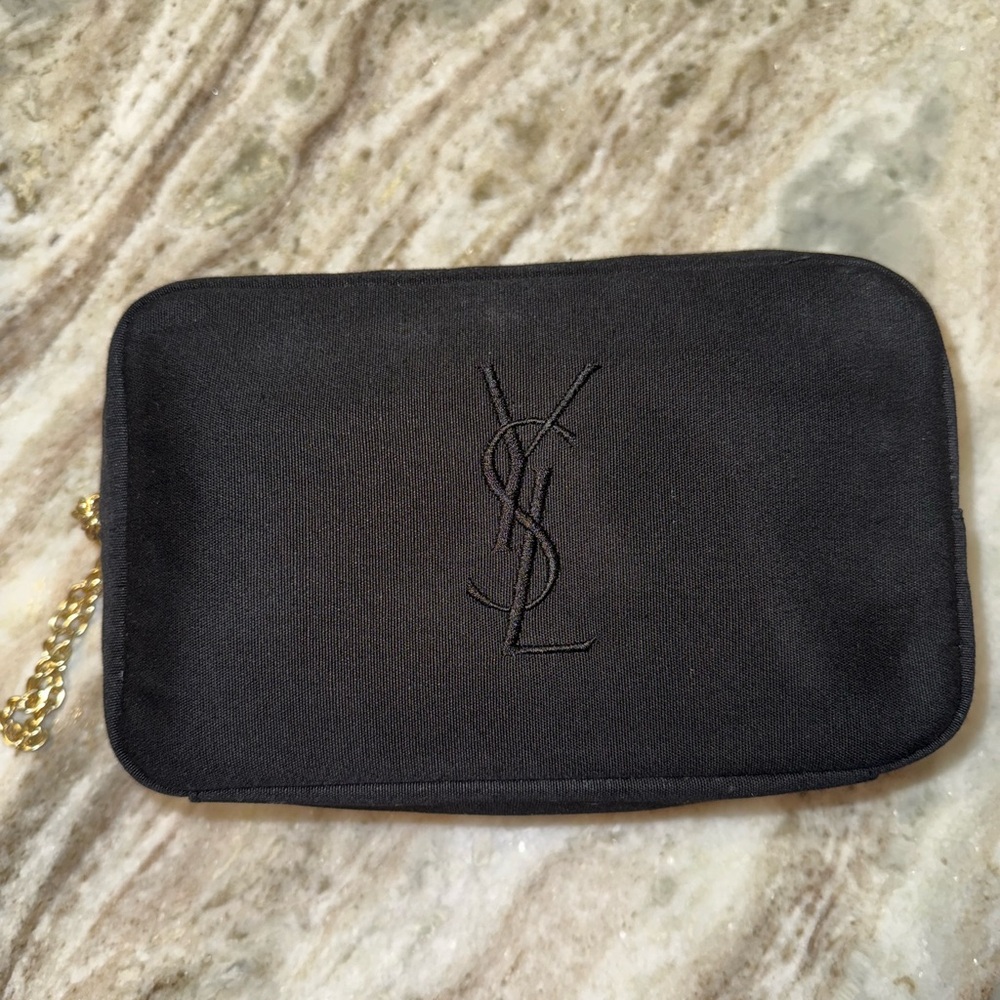 YSL Black Clutch with Gold Chain